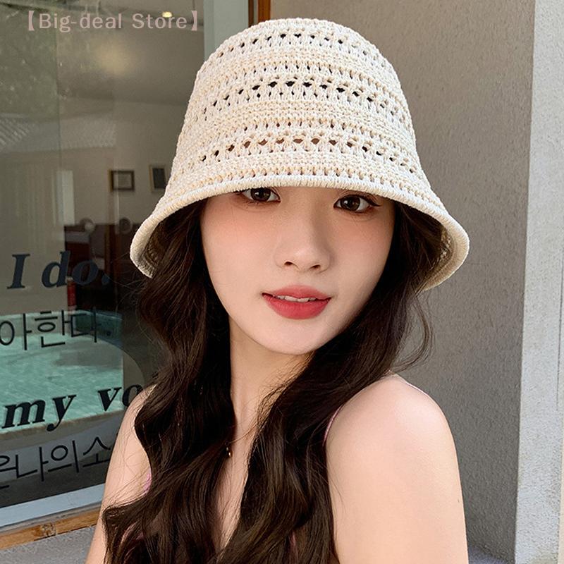 2025 Women's Summer Hollow Knitted Sun Protection Hat, Versatile Fashion Pot Hat for Leisure, UV Protection