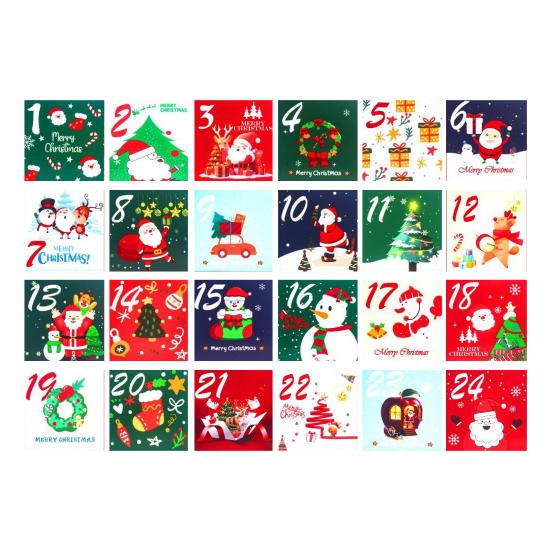 24Pcs Christmas Advent Calendar Boxes Cardboard Number Candy Boxes DIY 24 Days Countdown Gift Festive Decoration