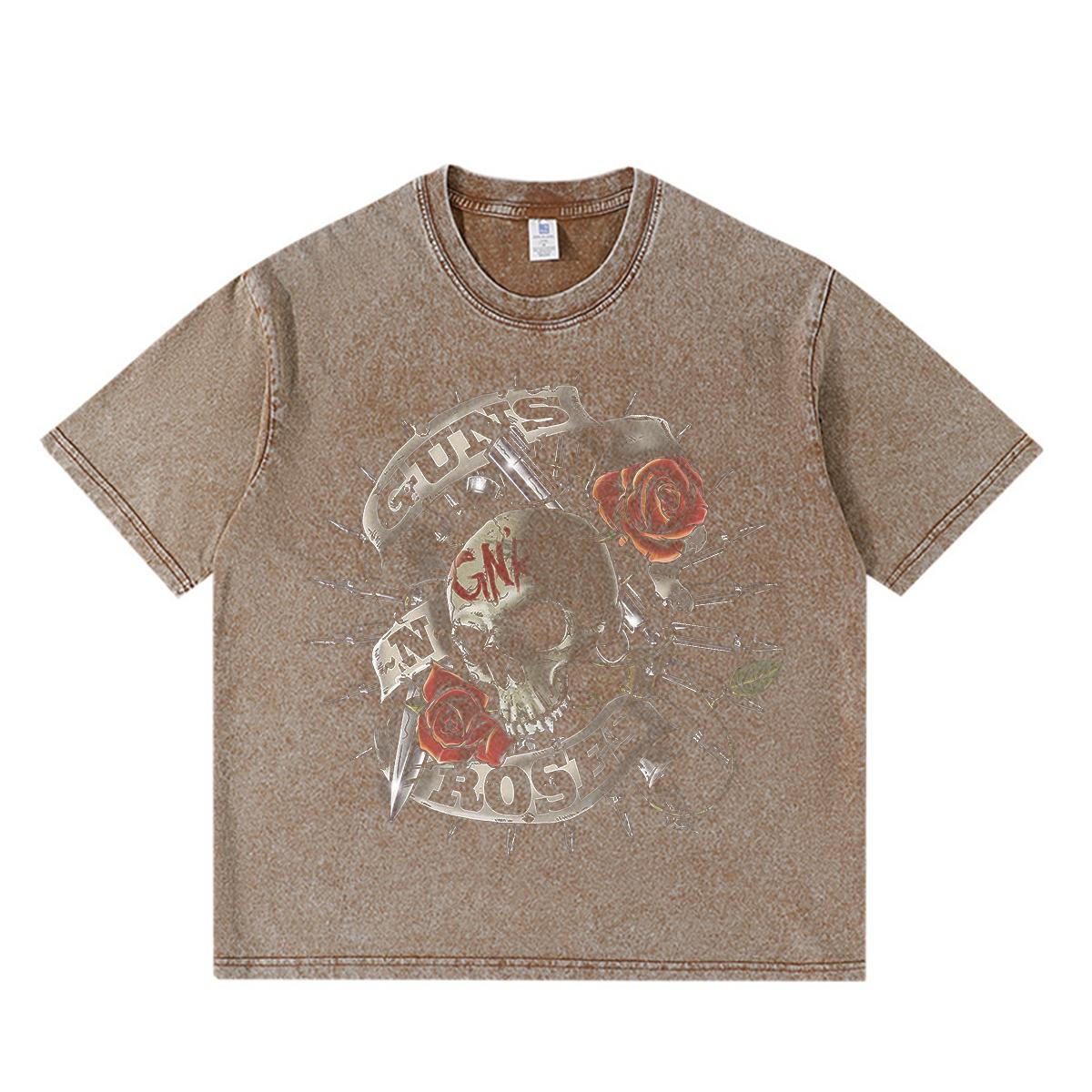 

2024 Мужская или женская футболка уличная одежда Короткие топы в стиле панк Zomer винтажная футболка 3XL кофейный