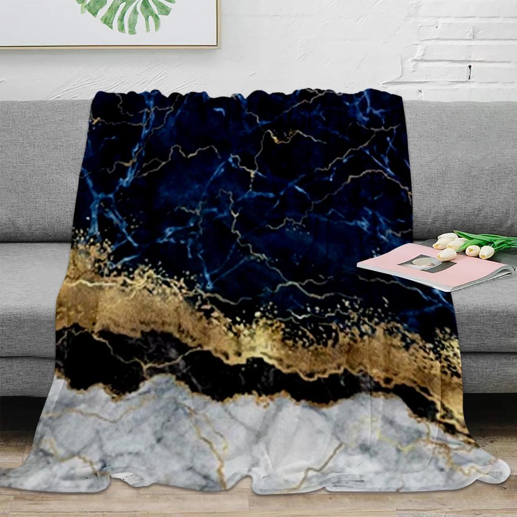 Beautiful Teal Marble Pattern Flannel Blanket Warm Soft Sofa Blanket Winter Sheet Bedspread Camping Travel Blanket