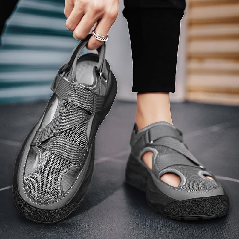 Men's Anti Slip Wear-resistant Fashionable Sports Sandals Thick Soled Breathable Mesh Perforated Shoes Men's Shoes Trendy Shoes