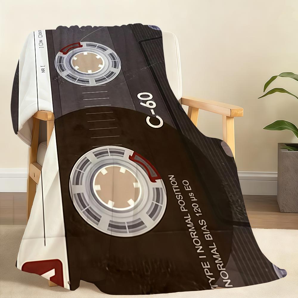 

Retro C-Cassette Tape C-60 Blanket Soft Throw Blanket for Home Bedroom Bed Sofa Picnic Travel Office Rest Cover Blanket Gift 100x150cm