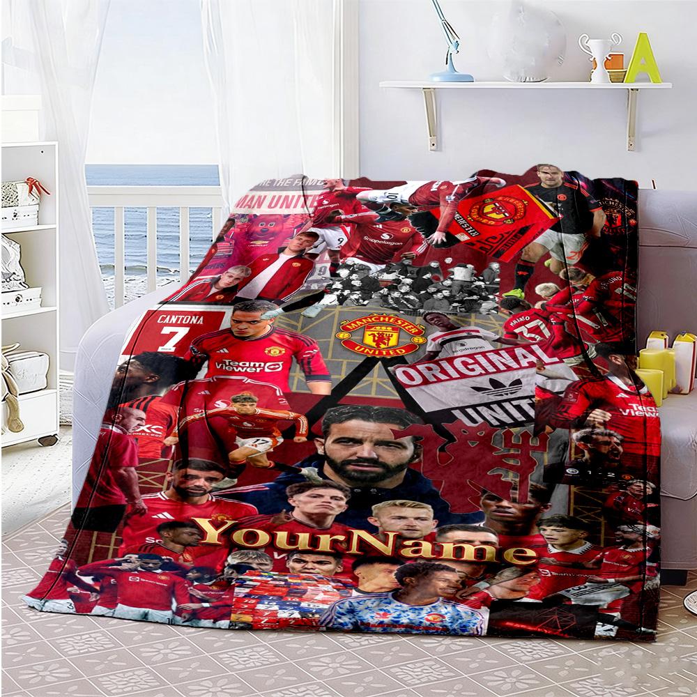 Manchester Personalized Text Blanket Multi-purpose Personalized Blanket Ultra-Soft for Chair Office Picnics Bedding All-Season Use