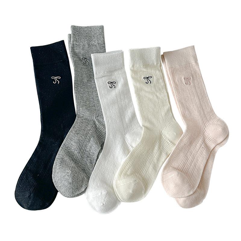 Women's Summer Thin Bowtie Breathable Mesh Tube Stack Socks
