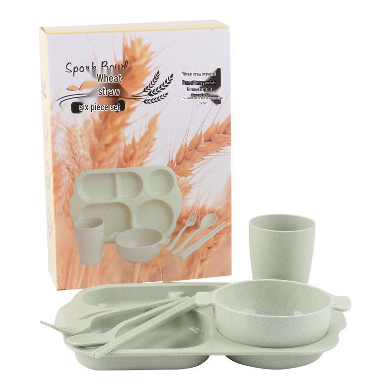 Eco-Friendly Wheat Straw Tableware Set: Portable Fork, Spoon, Chopsticks (3-Piece) + Cup, Bowl, Plate (6-Piece) - Ideal Promotional Gift
