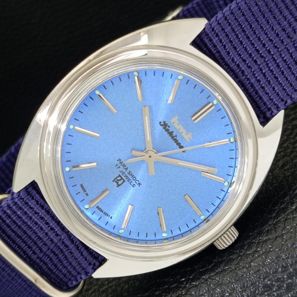 

VINTAGE HMT KOHINOOR HAND-WINDING INDIAN MENS SKY BLUE DIAL WATCH a441043-4 HT-a441043