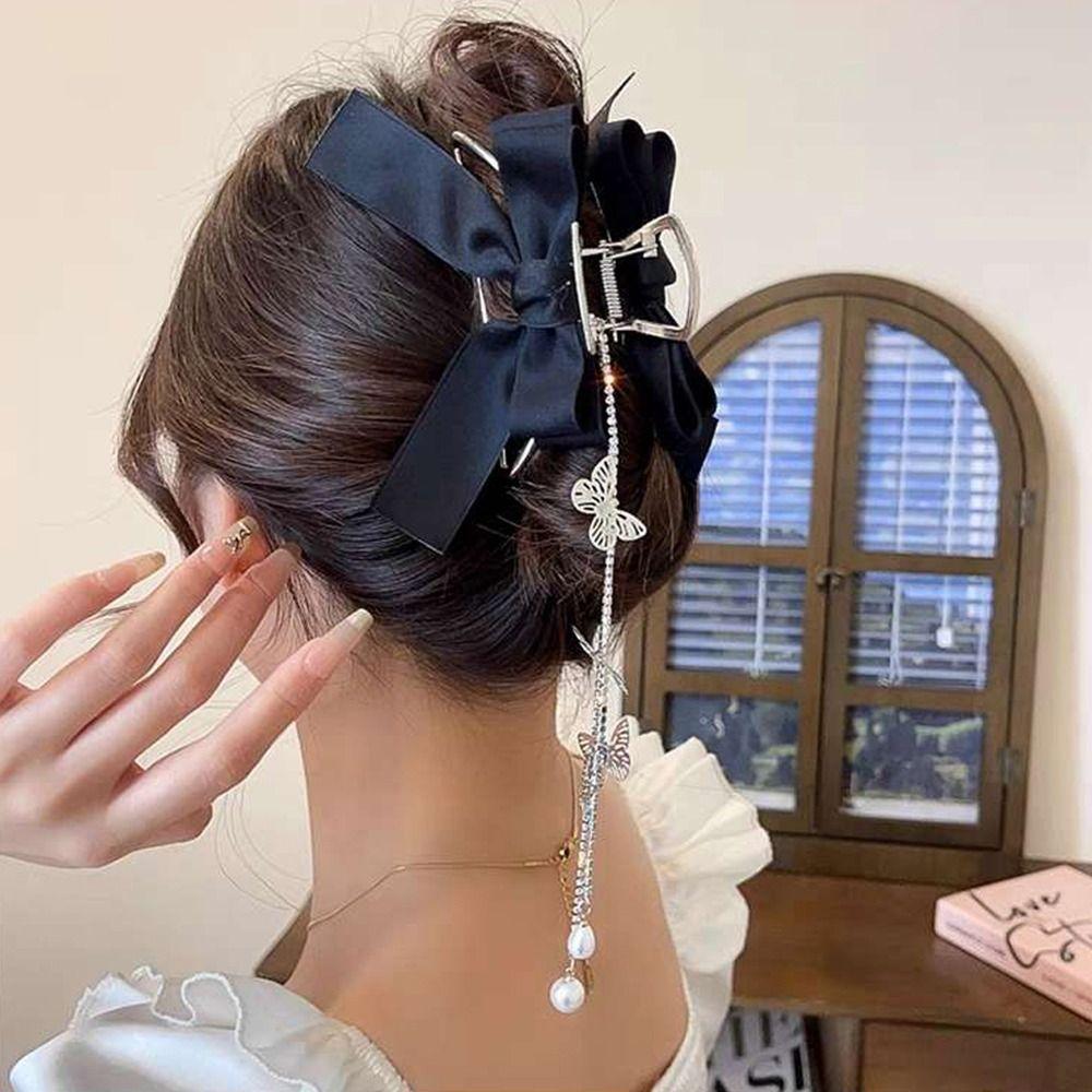 

Headdress Bow Long Tassel Hair Grip Clip Girl Hair Claw Korean Style Hair Clip Women Shark Clip