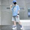 2024 Boys' Summer Short-Sleeved Outfit: Sporty & Stylish Fit for Medium and Large Boys