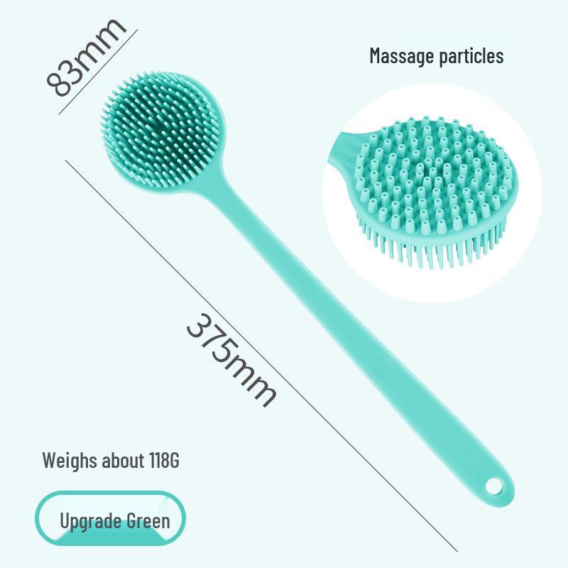 Doppelseitiger Silikon-Bade- und Rückenwäscher mit langem Griff