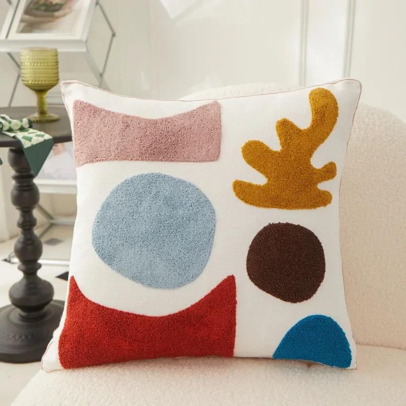 Towel Embroidered Flower Cushion Cover Linen Simple Sofa Pillowcase Office Cushion Cover Cojines Decorativos Para Sofá
