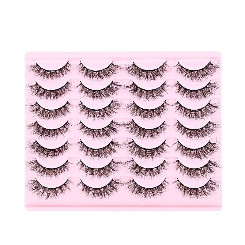 Cross-border European and American Style Flared Lashes, 14 Pairs of Thick, Curled, Naturally Three-dimensional One-piece Lashes