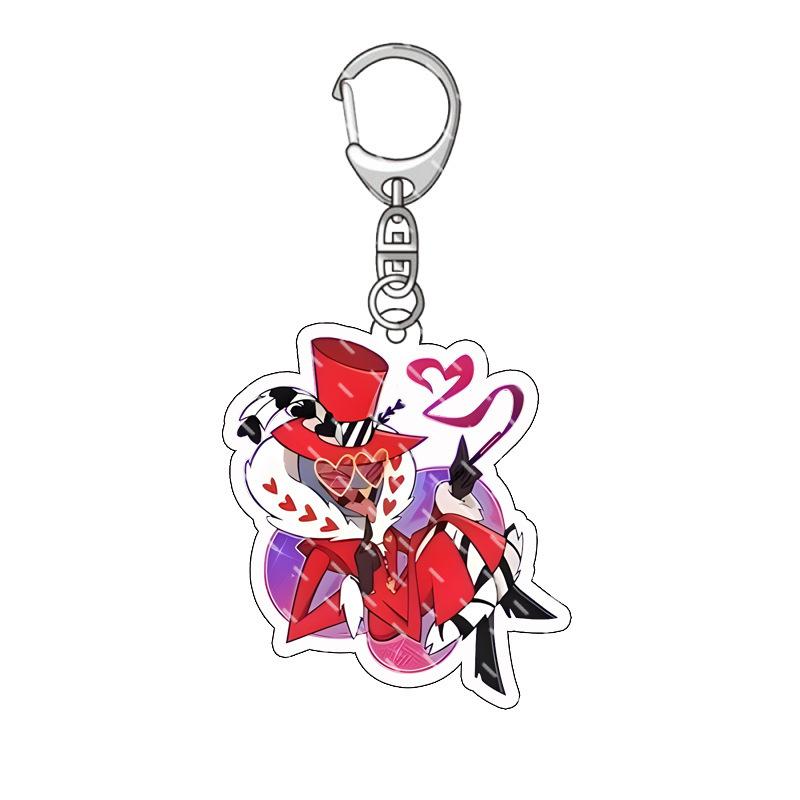 Anime Keychain Hazbin Hotel Cartoon Model AD Alastor Sir Pentious Adam The Exorcist Charm Car Key Ring Bag Accessories Gift