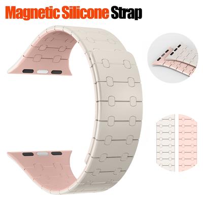 Magnetic Strap For Apple Watch Band Ultra 2 49mm 46mm 45mm 44mm 40 42mm 41mm Silicone Bracelet For iWatch Series 10 9 8 7 6 Band