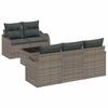 Garden Sofa Set 6 Pcs Grey Poly Rattan Steel and Glass