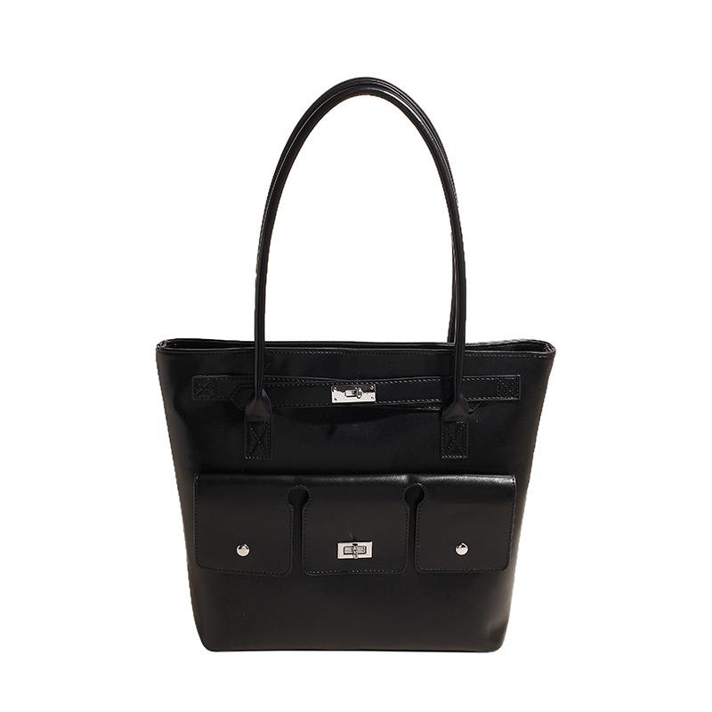 Portable large-capacity fashion tote bag 2025 winter new simple casual shoulder bag feeling versatile women's bag explosion