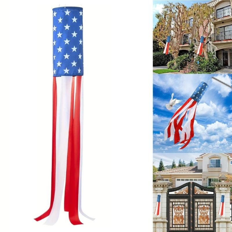 American Flags Windsock,Star & Striped USA Patriotics Decorations Independences Day Outdoor Hangings Decorations Windsock