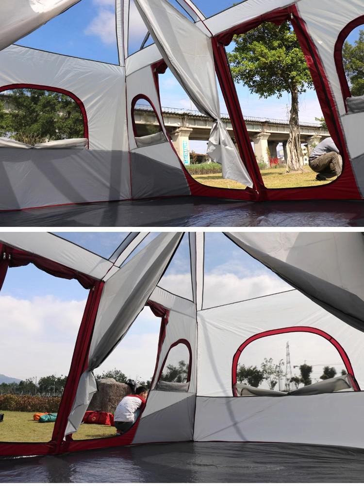 Spacious Two-Room Weatherproof Camping Tent with Easy Storage