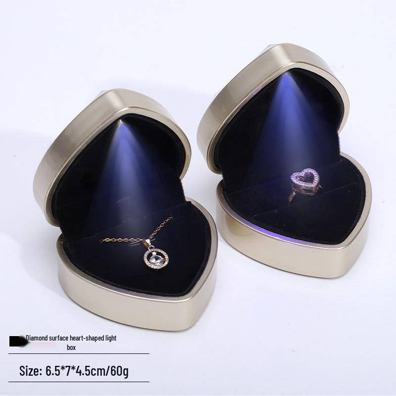 Heart-shaped LED Jewelry Storage Box for Rings, Necklaces, and Pendants