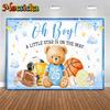 Mocsicka Oh Boy Baby Shower Backdrop Blue Watercolor Sports Bear Photography Background Kid Party Decorations Photo Booth Banner