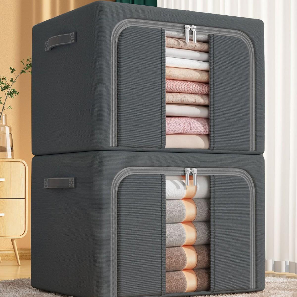 

Профессиональный органайзер для хранения - Складной шкаф из углеродистой стали для хранения одежды, игрушек и сезонных вещей - бежевый