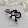 Simple Thousand-bird Check Knotted Hair Tie, Large Pearl Elegant Leather Band, Women's Hair Tie, Hair Accessory, Hair Tie
