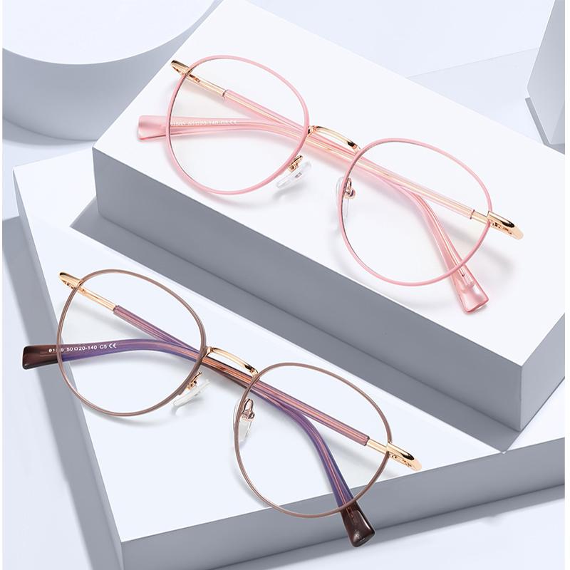 New Metal Frame Small Oval Myopia Glasses Luxury Designer Clear Anti Radiation Filter Medical Prescription Glasses Diopter 0