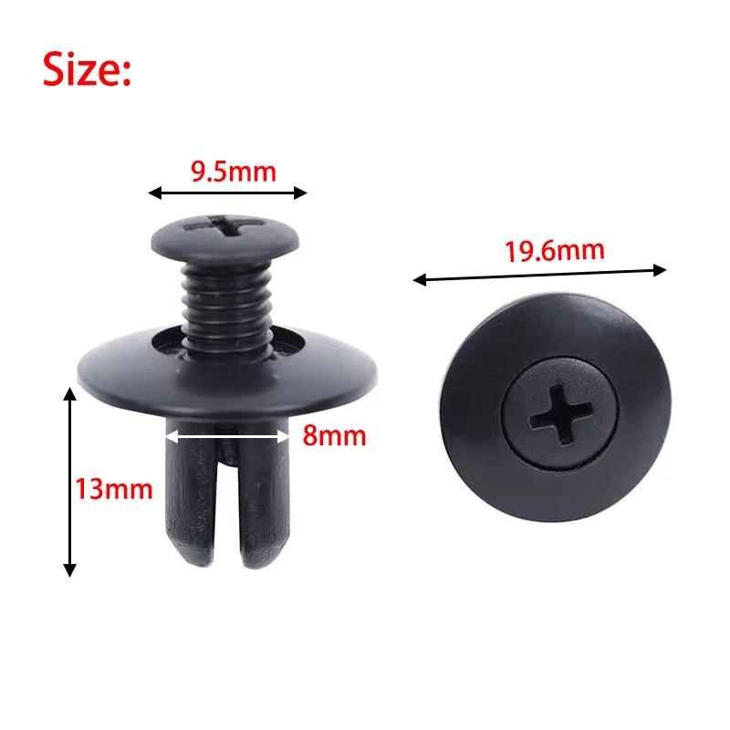 50pcs 8mm Plastic Rivets Fasteners Screw Car Bumper Fender Black Rivet Car Fastener Clips For Toyota Focus Kia Nissan Yamaha