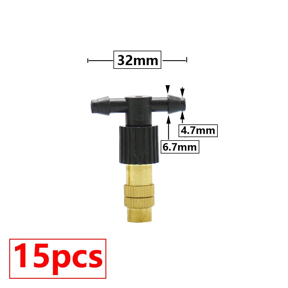 

50pcs Adjustable Brass Misting Nozzle Copper Cooling Sprinkler 4/7mm Plastic Tee Barb Thread Connector For Garden Irrigation