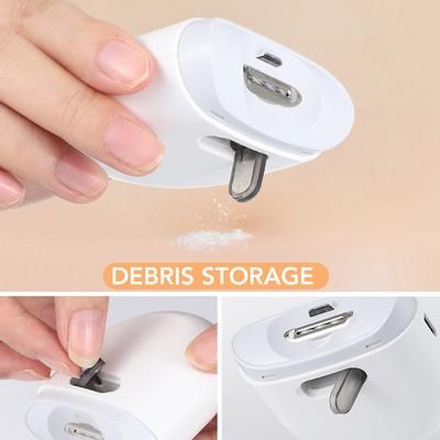 Automatischer elektrischer Nagelknipser für Baby, Erwachsener, Mini-USB wiederaufladbar, Nagelschneider, Maniküre, Fingernagel, Zehennagel, Schleifer mit Licht