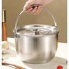 Pot with Lid Heat Resistant Stainless Steel Oil Large Capacity Container Handle for