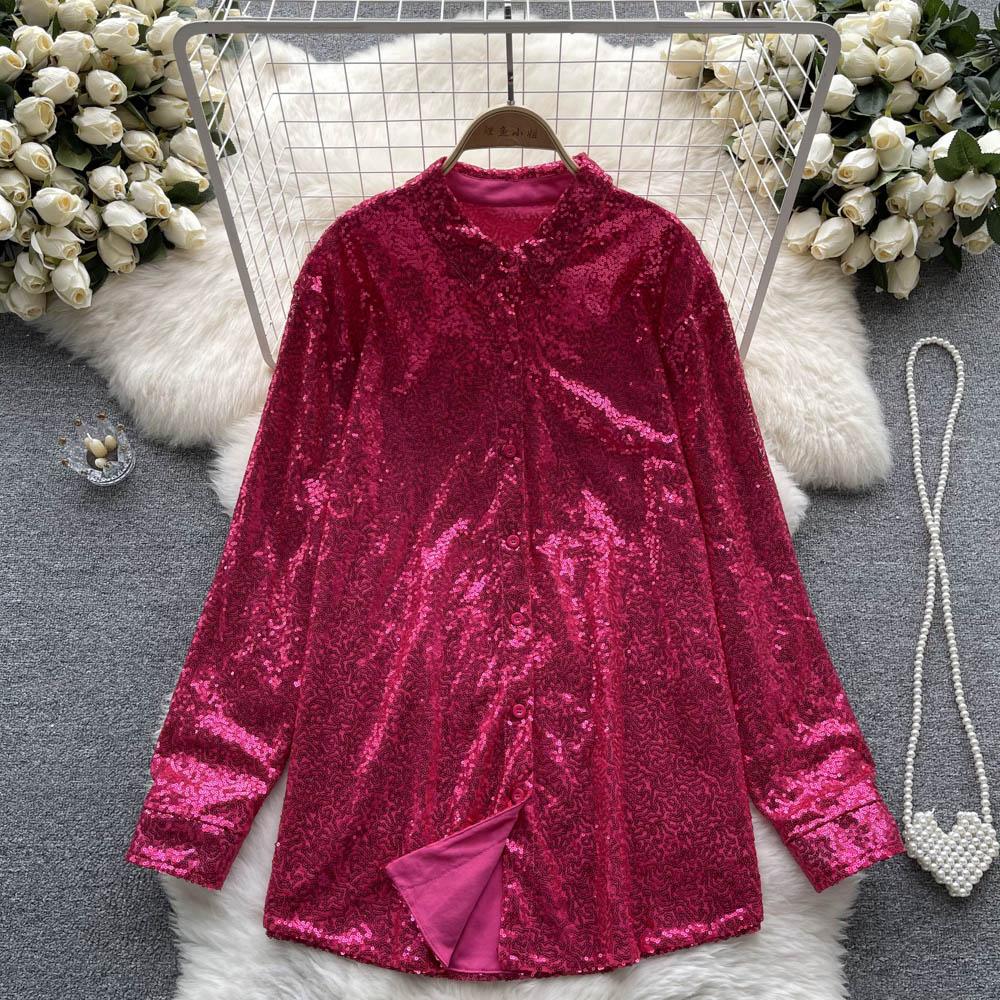 

Французская ниша, легкие роскошные блестки, модные свободные брюки с длинными рукавами и лацканами для ленивого ветра, свободные сто с топами