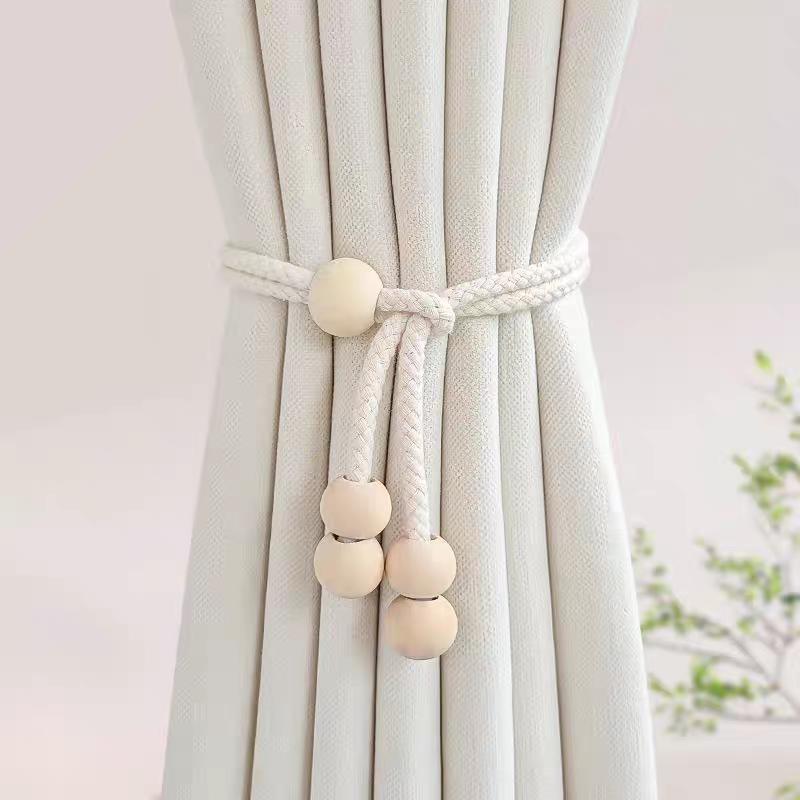 2pcs modern minimalist curtain straps, hanging balls, handmade cotton rope storage straps, living room and bedroom decoration