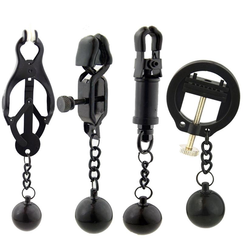 28 Kinds SM Women's Stainless Steel Breast Clip Nipple Clamps Gravity Ball Weight Pendant Traction Stimulator Adult Toys 18