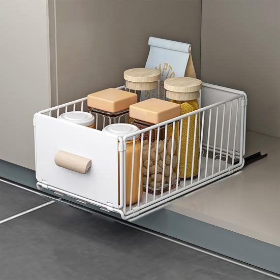 Pull-out Storage Rack Large Capacity Drawer Design Multipurpose Slide-Out Under-Sink Organizer Bathroom Storage Shelves