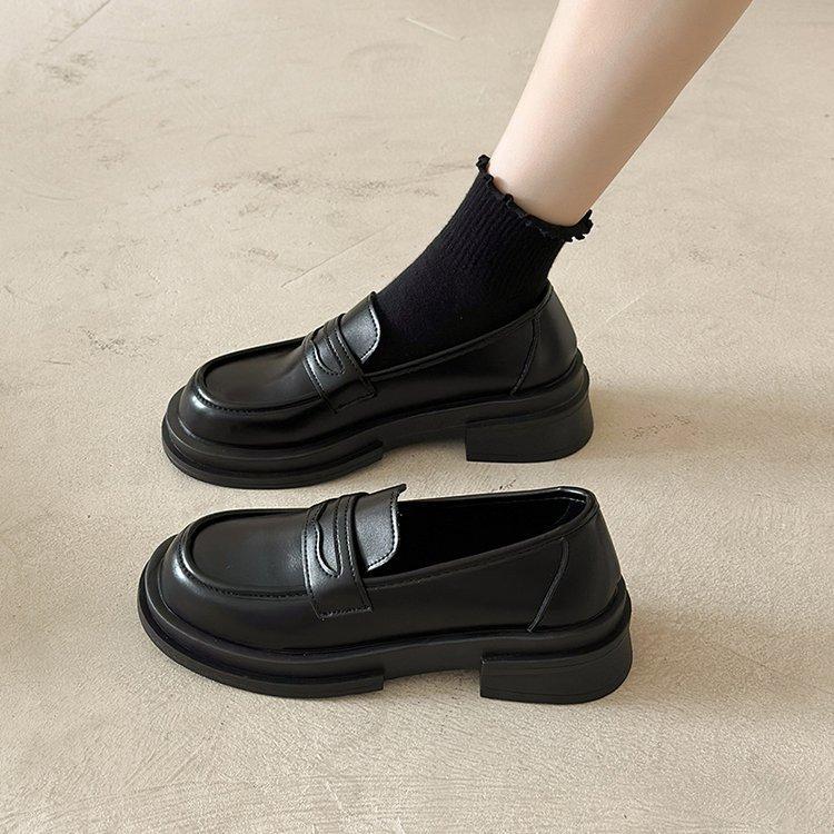 My Fair Lady · Black Shoes Women's Work Shoes British Style Small Leather Shoes Retro Women's Shoes Brown Single Shoes