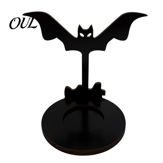 Anti Deformation Wood Base Halloween Wooden Shadow Candle Holder, Scarecrow Bat Black Cat Ghost Silhouette Artistic Table Ornament for Home
