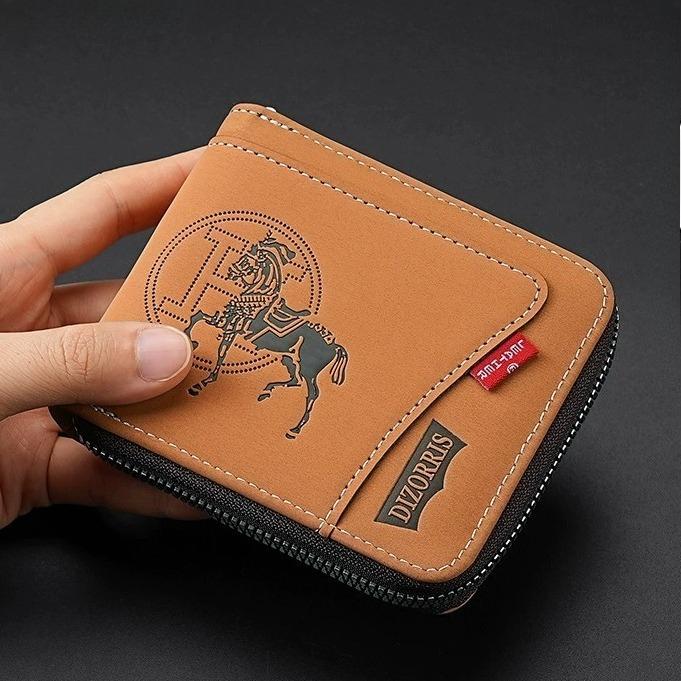 Retro Men's Wallet Money Clip Large Capacity Zipper Short Coin Purse Card Holder High Quality Purse