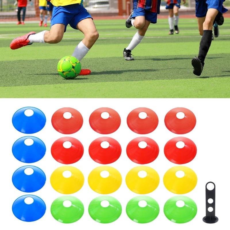 20Pcs Soccer Disc Cones Thick Disc Cones Agility Soccer Cones with Bracket