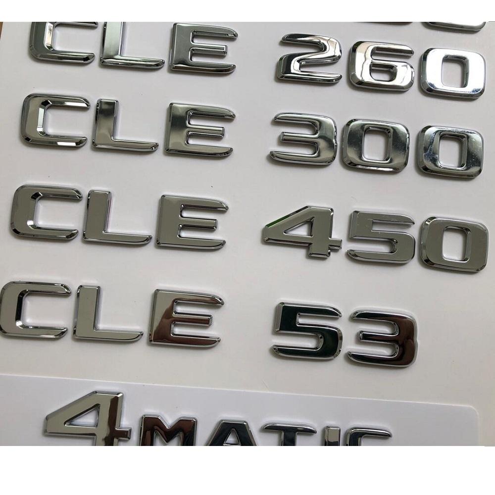 Chrome Silver Trunk Letters for Mercedes Benz CLE53 AMG CLE200 CLE220 CLE220d CLE260 CLE300 CLE350 CLE400 CLE450 CLE500 Emblems ZB1