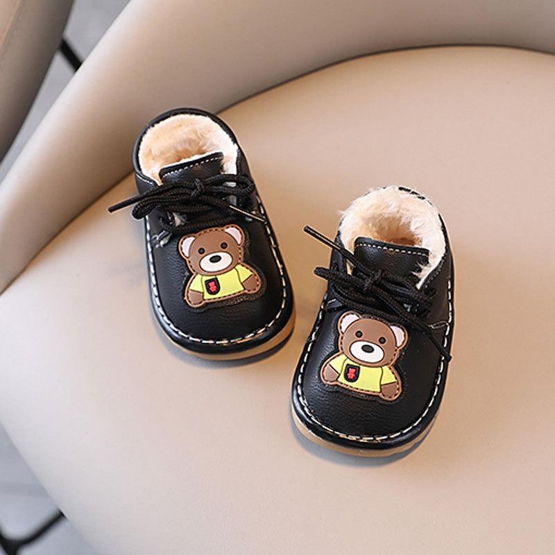 Baby Winterstiefel für Jungen & Mädchen im Alter von 1-3 Jahren Fleecegefüttert & Verdickt Weichsohlige Quetschschuhe für Kleinkinder