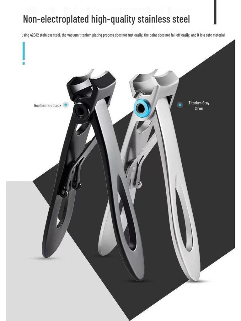 Stainless Steel Large Opening Nail Clippers - Portable Household Nail Cutter for Thick Toenails