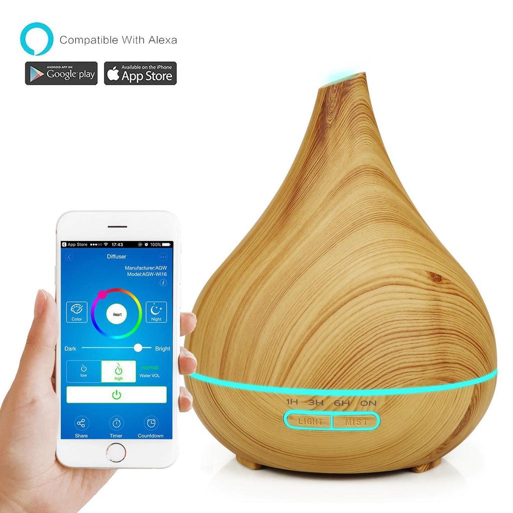 Smart WiFi Aroma Diffuser with Ultrasonic Humidifier & Pointed Nozzle - 400ML Air Purifier & Creative Gift
