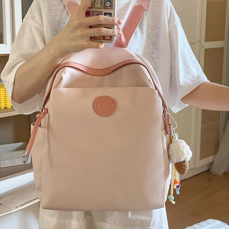 Large Capacity Lightweight Women's Backpack Student Solid Color Schoolbag