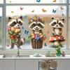 Pegatinas de Ventana Zorro de Primavera Zorro de Dibujos Animados Flores Mariposas Pegatina de Cristal Extraíble Animales Lindos Pegatinas de Ventana para Decoración de Hogar Oficina Tienda