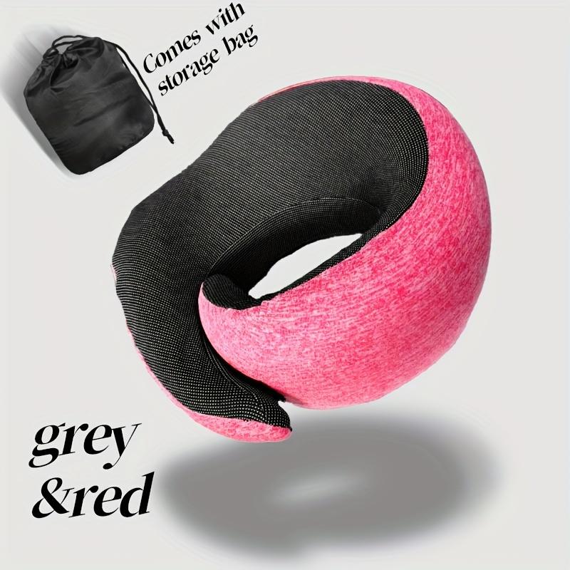

1 шт. Дорожная подушка из чистой пены с эффектом памяти, подушка для шеи, удобный и дышащий чехол, пригодный для машинной стирки, комплект для путешествий в самолете, для офиса, автомобиля серый/красный