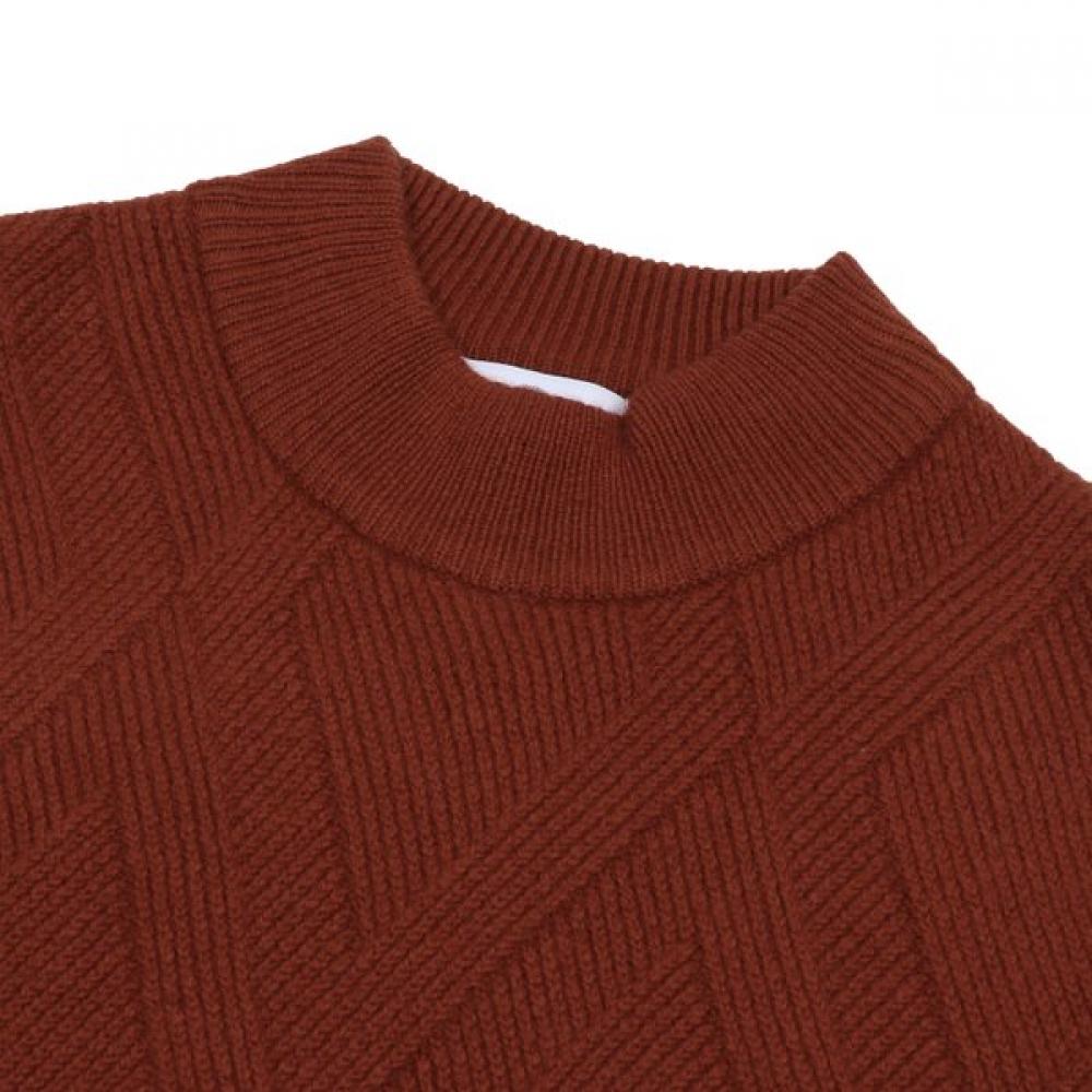 Countess Mara Soft Warm Pattern Knit Wool Blend Mock Neck Tee Cstx3c2320o0