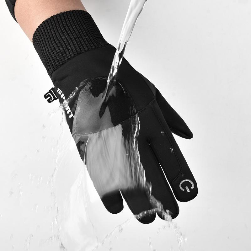 Sports Thermal Gloves Men's Winter Touch Screen Piled Thickened Outdoor Cycling Sports Mountaineering Outdoor Finger Gloves Men