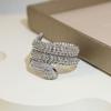 Diamond Studded Snake Ring with Scales and Dense Diamond Inlay 18k White Floral Ring Open In One Size Non-allergenic Material for Daily Wear