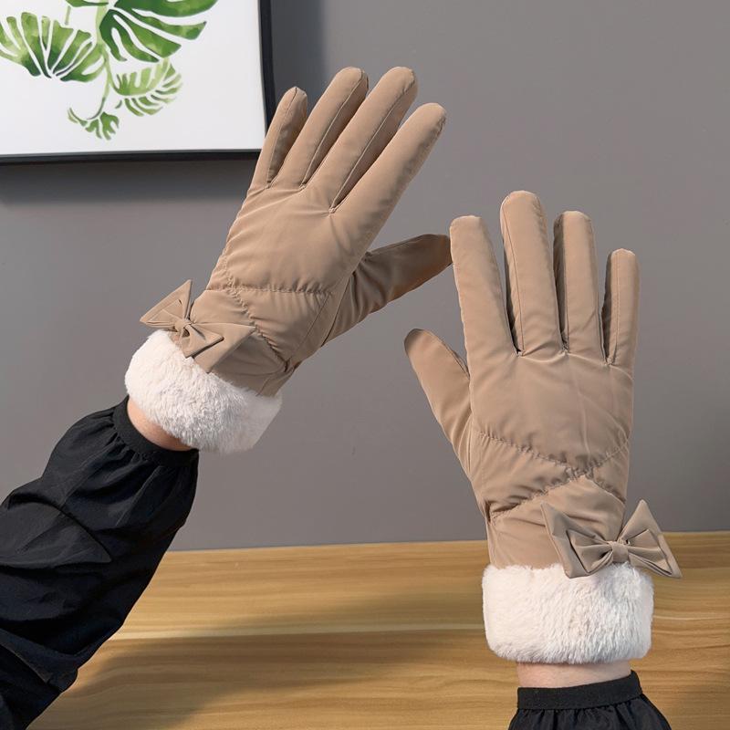 Gloves women autumn and winter velvet thermal cotton driving touch screen