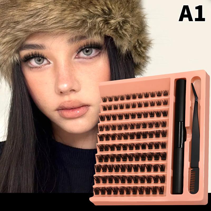 120Pcs Diy Lashes Extension Kit Fluffy Lash Clusters Set Individual Eyelashes With Bond Seal And Lash Tweezer Makeup At Home